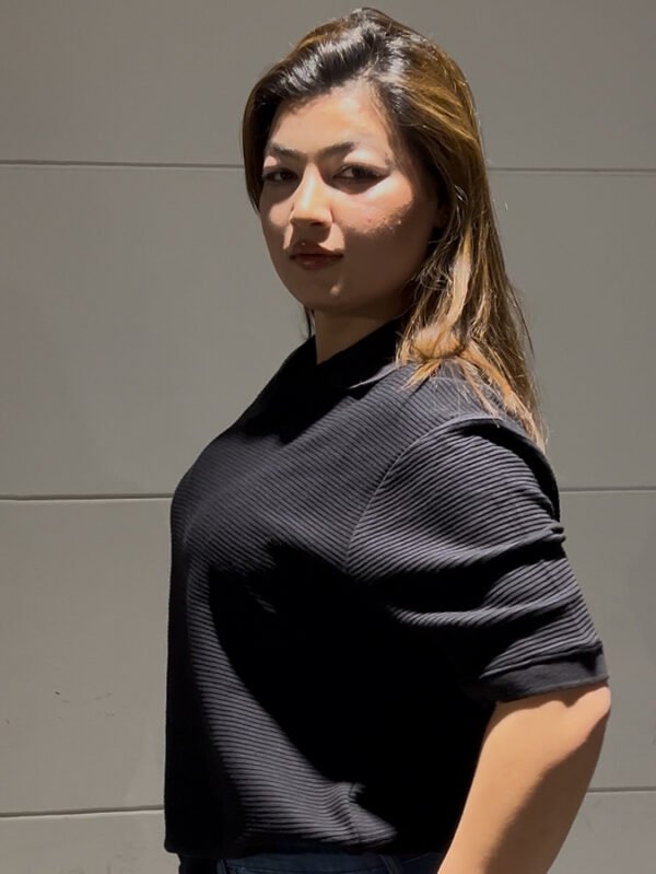 Textured Black Polo Shirt